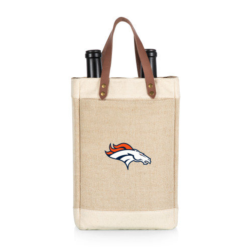 Denver Broncos Pinot Jute 2 Bottle Insulated Wine Bag, (Beige)