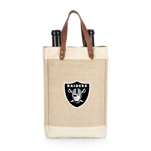 Las Vegas Raiders Pinot Jute 2 Bottle Insulated Wine Bag, (Beige)