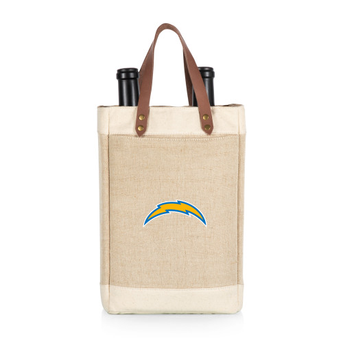 Los Angeles Chargers Pinot Jute 2 Bottle Insulated Wine Bag, (Beige)