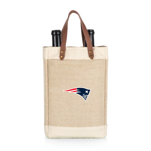 New England Patriots Pinot Jute 2 Bottle Insulated Wine Bag, (Beige)