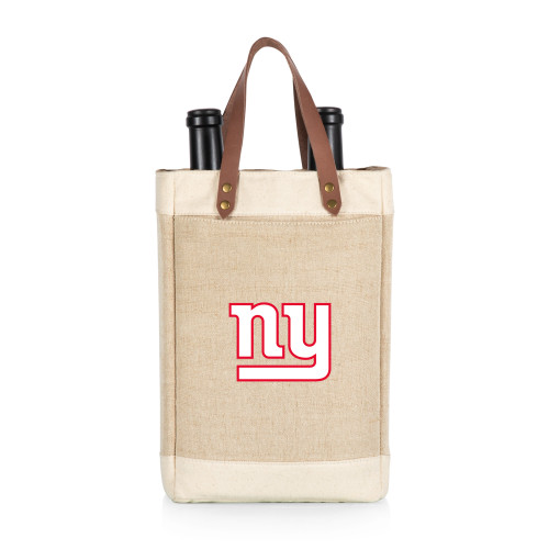 New York Giants Pinot Jute 2 Bottle Insulated Wine Bag, (Beige)