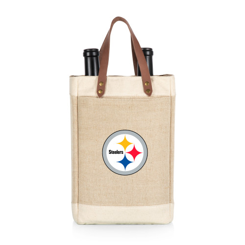 Pittsburgh Steelers Pinot Jute 2 Bottle Insulated Wine Bag, (Beige)