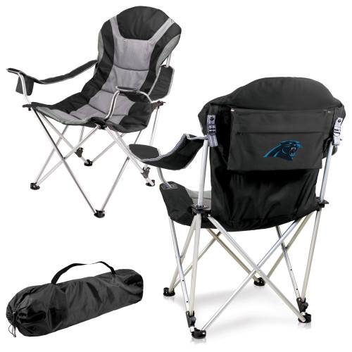 Carolina Panthers Reclining Camp Chair, (Black with Gray Accents)