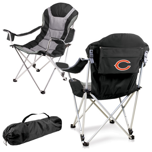 Chicago Bears Reclining Camp Chair, (Black with Gray Accents)