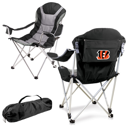 Cincinnati Bengals Reclining Camp Chair, (Black with Gray Accents)