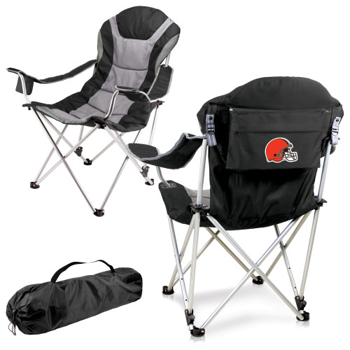 Cleveland Browns Reclining Camp Chair, (Black with Gray Accents)