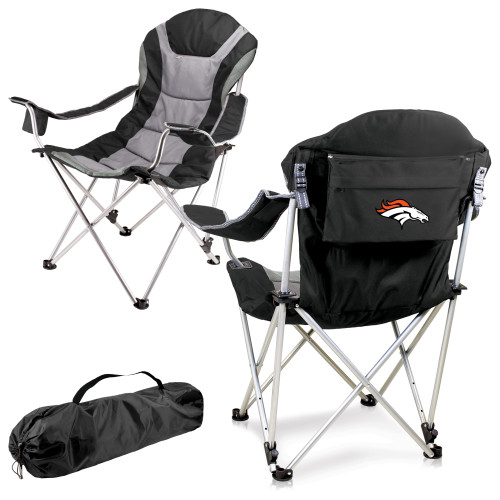 Denver Broncos Reclining Camp Chair, (Black with Gray Accents)