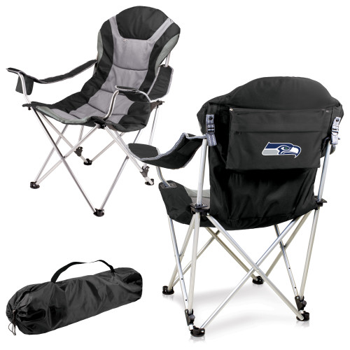 Seattle Seahawks Reclining Camp Chair, (Black with Gray Accents)