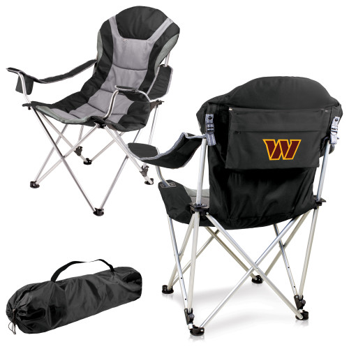 Washington Commanders Reclining Camp Chair, (Black with Gray Accents)