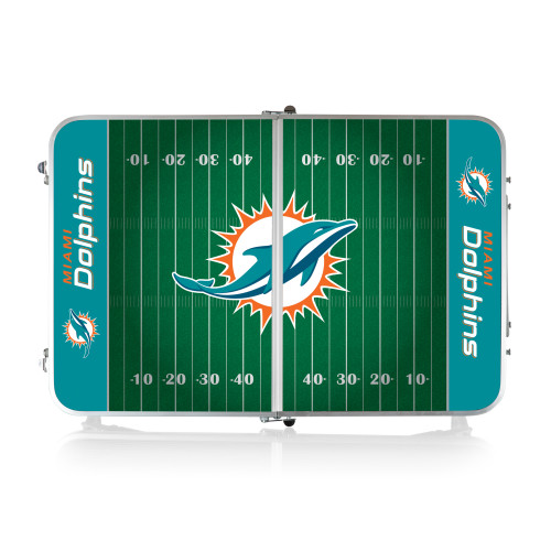 Miami Dolphins Concert Table Mini Portable Table, (Charcoal Wood Grain)