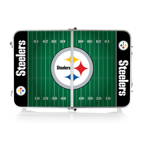 Pittsburgh Steelers Concert Table Mini Portable Table, (Charcoal Wood Grain)