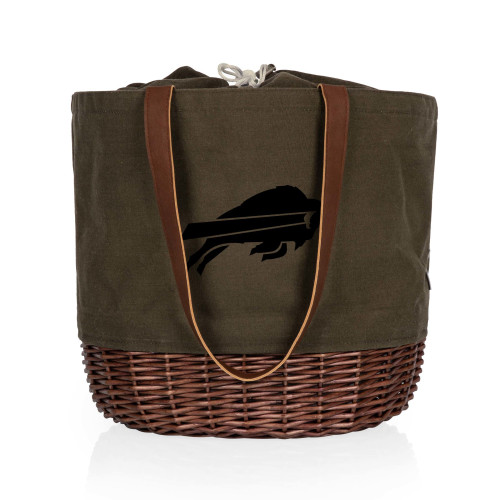 Buffalo Bills Coronado Canvas and Willow Basket Tote, (Khaki Green with Beige Accents)