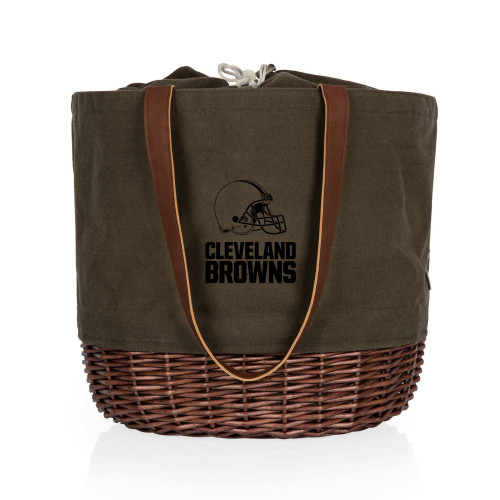 Cleveland Browns Coronado Canvas and Willow Basket Tote, (Khaki Green with Beige Accents)