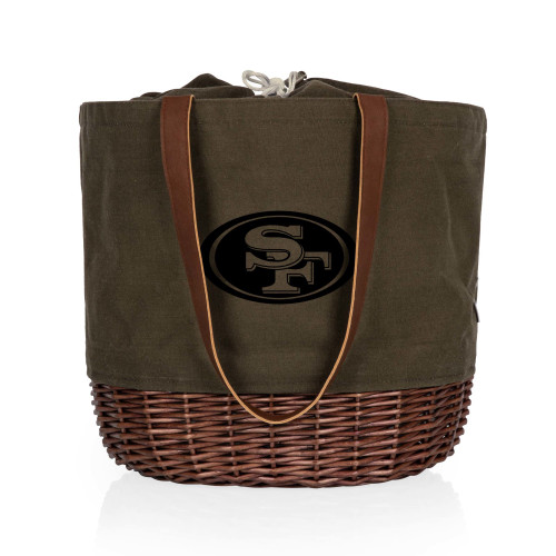 San Francisco 49ers Coronado Canvas and Willow Basket Tote, (Khaki Green with Beige Accents)