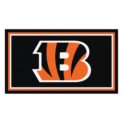 Cincinnati Bengals 3x5 Rug Striped B Priamry Logo Black