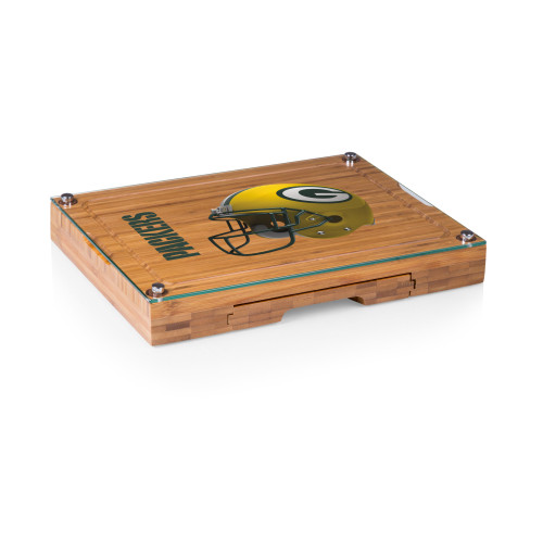 Green Bay Packers Concerto Glass Top Cheese Cutting Board & Tools Set, (Bamboo)