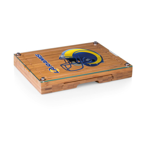 Los Angeles Rams Concerto Glass Top Cheese Cutting Board & Tools Set, (Bamboo)