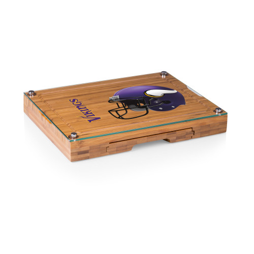 Minnesota Vikings Concerto Glass Top Cheese Cutting Board & Tools Set, (Bamboo)