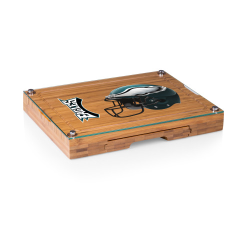 Philadelphia Eagles Concerto Glass Top Cheese Cutting Board & Tools Set, (Bamboo)