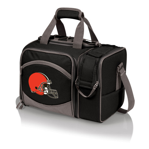 Cleveland Browns Malibu Picnic Basket Cooler, (Black with Gray Accents)