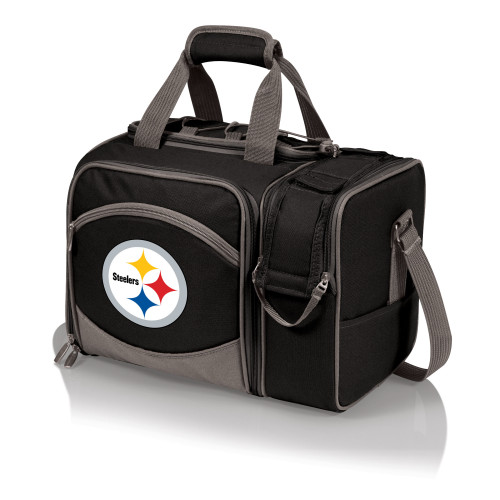 Pittsburgh Steelers Malibu Picnic Basket Cooler, (Black with Gray Accents)
