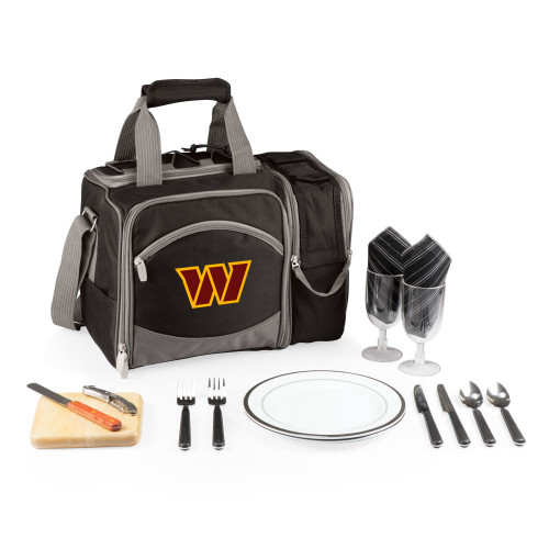 Washington Commanders Malibu Picnic Basket Cooler, (Black with Gray Accents)