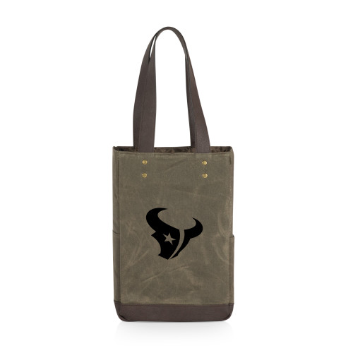 Houston Texans 2 Bottle Insulated Wine Cooler Bag, (Khaki Green with Beige Accents)