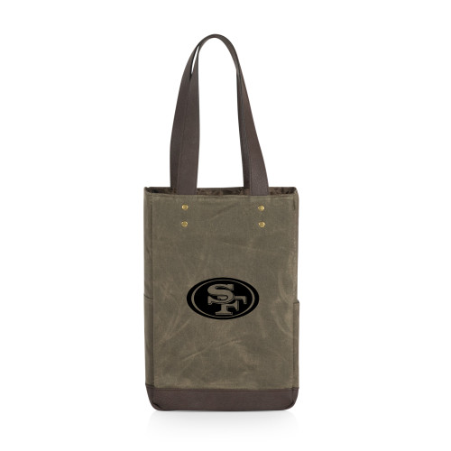 San Francisco 49ers 2 Bottle Insulated Wine Cooler Bag, (Khaki Green with Beige Accents)