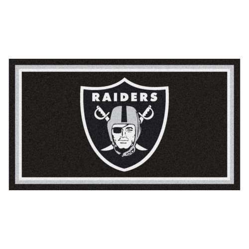 Las Vegas Raiders 3x5 Rug Raider Shield Primary Logo Black