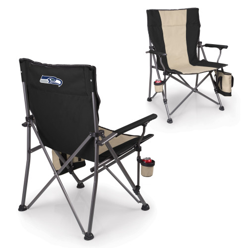 Seattle Seahawks Logo Big Bear XXL Camping Chair with Cooler, (Black)