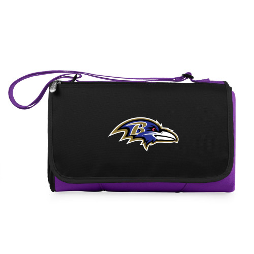Baltimore Ravens Blanket Tote Outdoor Picnic Blanket, (Purple with Black Flap)