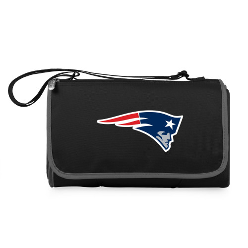 New England Patriots Blanket Tote Outdoor Picnic Blanket, (Black with Black Exterior)