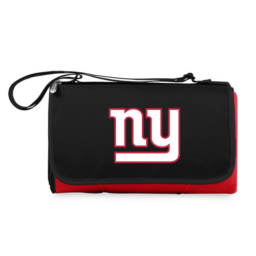 New York Giants Blanket Tote Outdoor Picnic Blanket, (Red with Black Flap)
