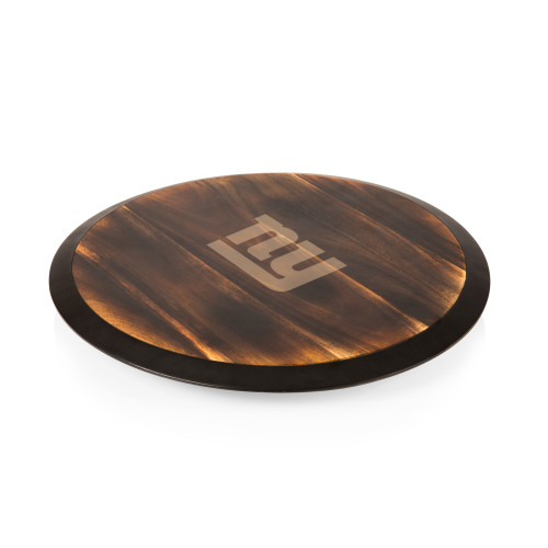 New York Giants Lazy Susan Serving Tray, (Fire Acacia Wood)