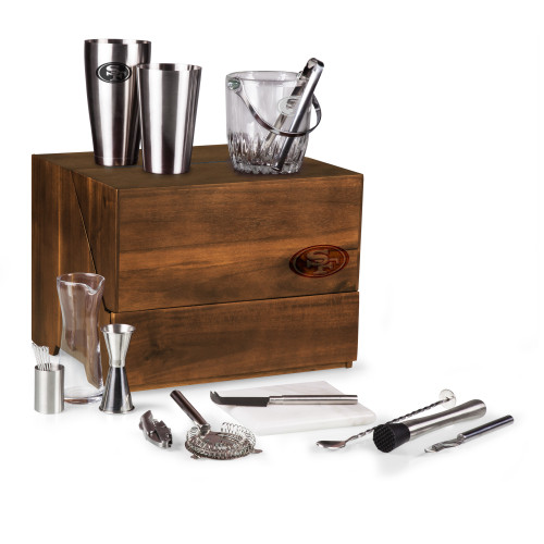 San Francisco 49ers Madison Acacia Tabletop Bar Set, (Acacia Wood)