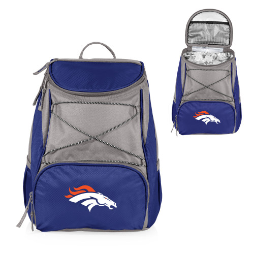 Denver Broncos PTX Backpack Cooler, (Navy Blue with Gray Accents)
