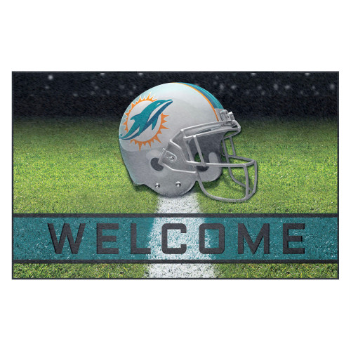 Miami Dolphins Crumb Rubber Door Mat Dolphin Primary Logo Aqua