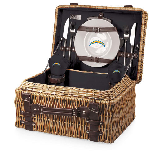 Los Angeles Chargers Champion Picnic Basket, (Black with Brown Accents)