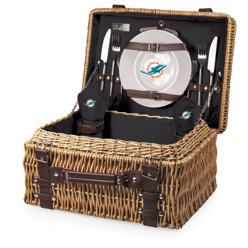 Miami Dolphins Champion Picnic Basket, (Black with Brown Accents)