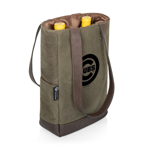 Chicago Cubs 2 Bottle Insulated Wine Cooler Bag (Khaki Green with Beige Accents)