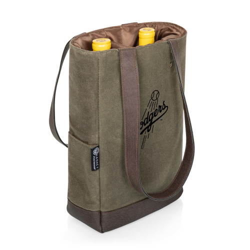 Los Angeles Dodgers 2 Bottle Insulated Wine Cooler Bag (Khaki Green with Beige Accents)