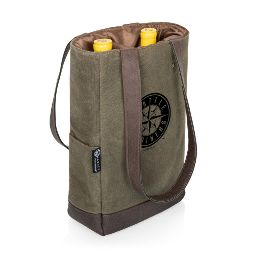 Seattle Mariners 2 Bottle Insulated Wine Cooler Bag (Khaki Green with Beige Accents)