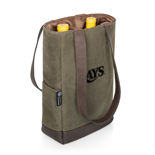 Tampa Bay Rays 2 Bottle Insulated Wine Cooler Bag (Khaki Green with Beige Accents)