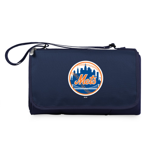 New York Mets Blanket Tote Outdoor Picnic Blanket (Navy Blue with Black Flap)