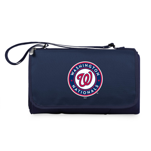 Washington Nationals Blanket Tote Outdoor Picnic Blanket (Navy Blue with Black Flap)