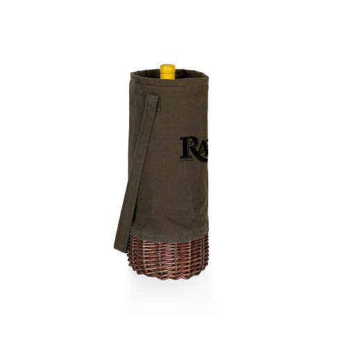 Tampa Bay Rays Malbec Insulated Canvas and Willow Wine Bottle Basket (Khaki Green with Beige Accents)
