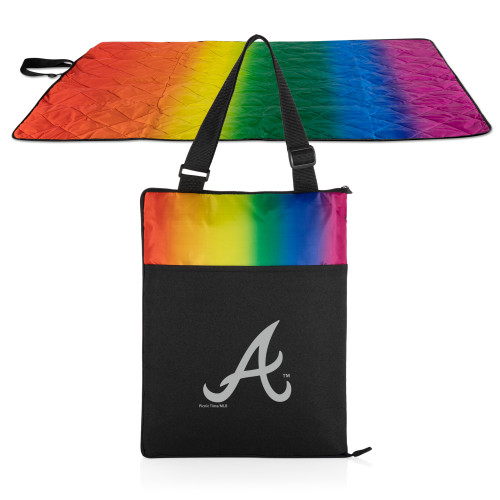 Atlanta Braves Vista Outdoor Picnic Blanket & Tote (Rainbow with Black)