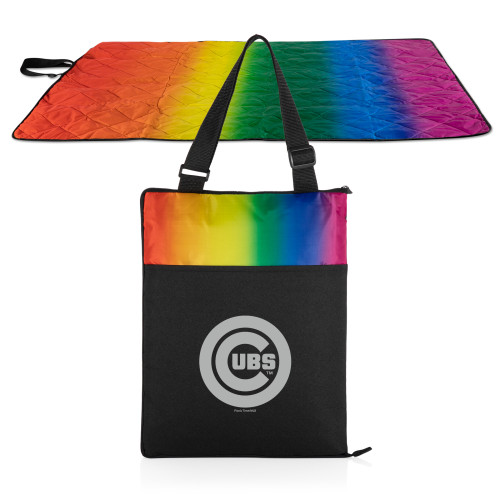 Chicago Cubs Vista Outdoor Picnic Blanket & Tote (Rainbow with Black)