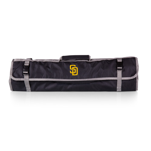 San Diego Padres 3-Piece BBQ Tote & Grill Set (Black with Gray Accents)