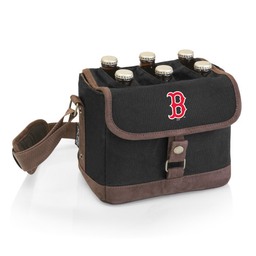 Boston Red Sox Beer Caddy Cooler Tote with Opener (Black with Brown Accents)